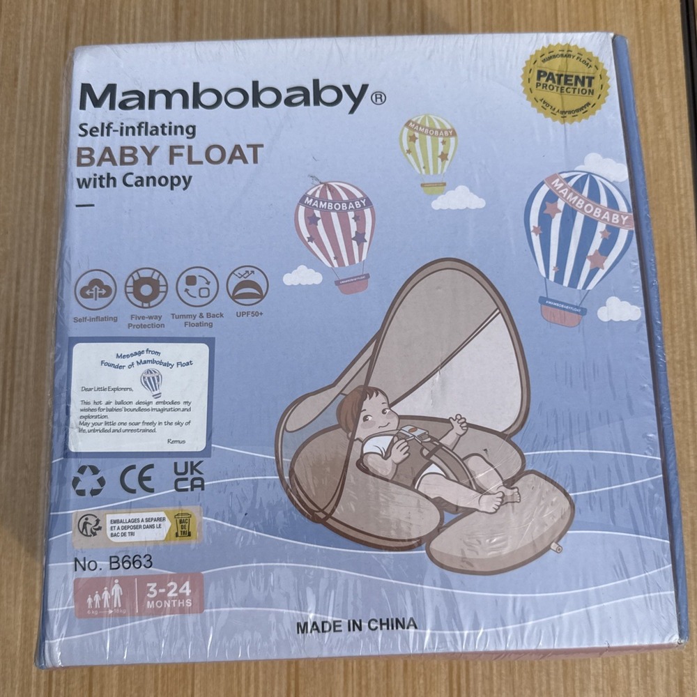 MAMBOBABY  FLOAT Light Traveler Float w/Canopy (Hot Air Balloon, Green) New!